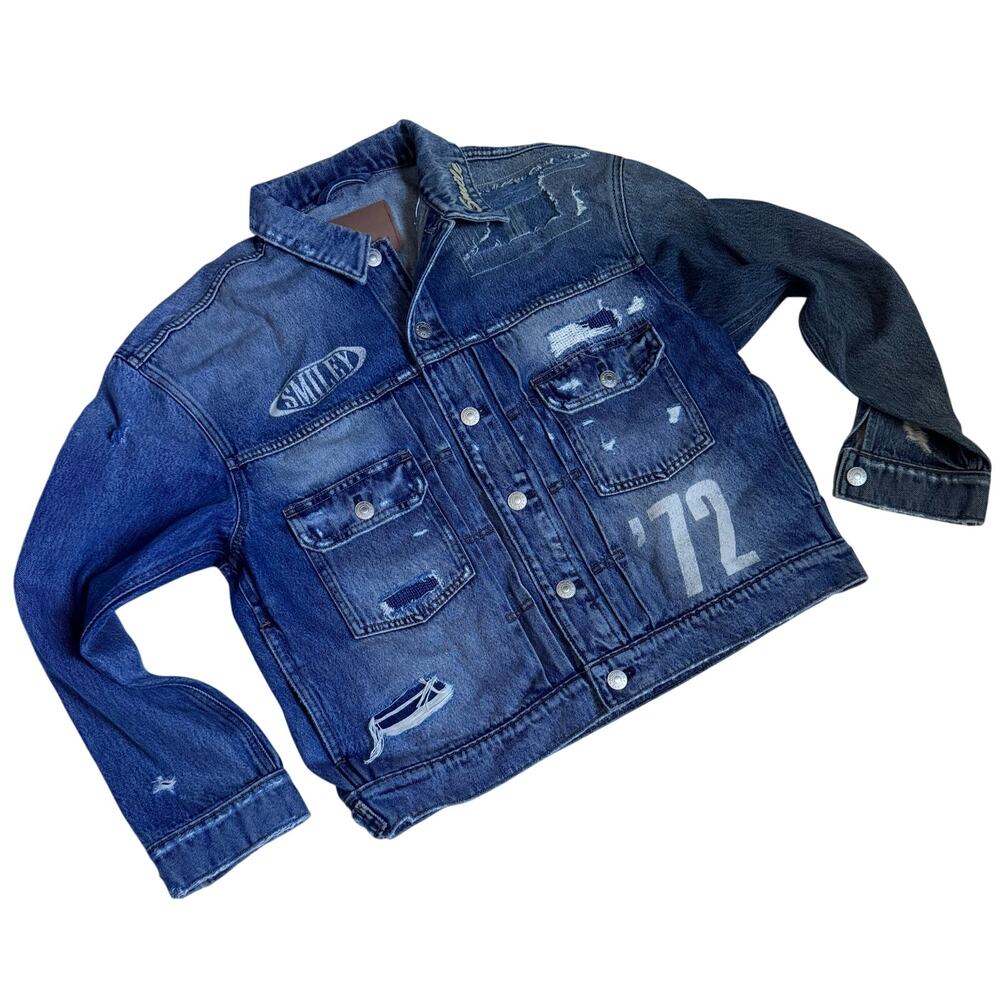 American Eagle 1884 Men's Gold Tag #6 Smiley Face '72 Medium Denim Jean Jacket
